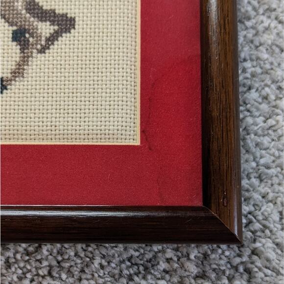Carousel horse needlepoint set of 6 framed and matted handcrafted - Picture 10 of 10